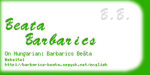 beata barbarics business card