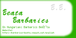 beata barbarics business card
